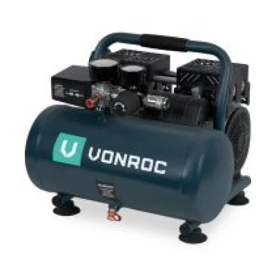 VONROC Stille Compressor – 57,5dB | 6 L - Olievrij – 750W - Antraciet