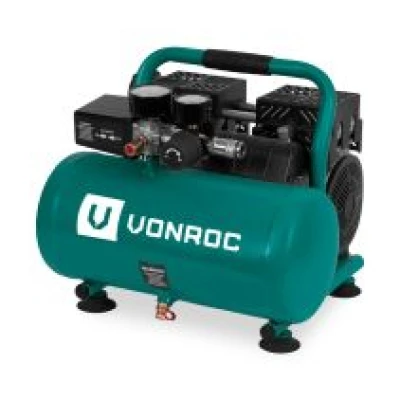VONROC Stille Compressor – 57,5dB | 6 L - Olievrij – 750W – Groen
