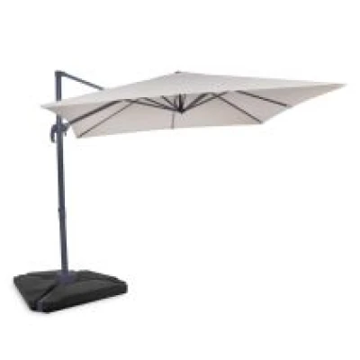 VONROC Zweefparasol Pisogne 300x300cm – Premium parasol - Beige | Incl. 4 vulbare tegels