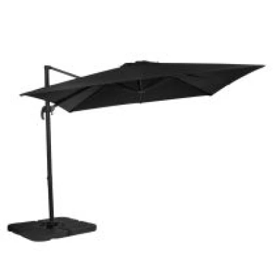 VONROC Zweefparasol Pisogne 300x300cm – Premium parasol – Antraciet/zwart | Incl. 4 vulbare tegels