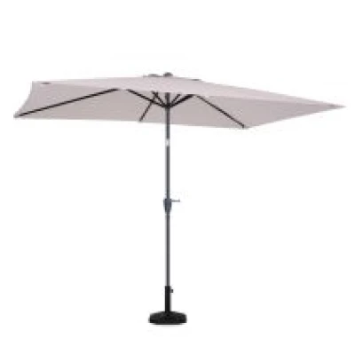 VONROC Parasol Rapallo 200x300cm –  Premium rechthoekige parasol - Beige | Incl. betonnen parasolvoet