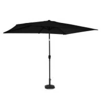 VONROC Parasol Rapallo 200x300cm –  Premium rechthoekige parasol - Antraciet/Zwart | Incl. betonnen parasolvoet