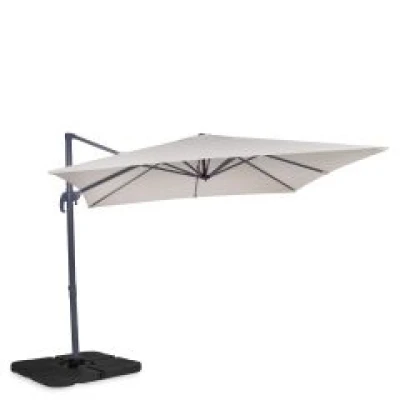 VONROC Zweefparasol Pisogne 300x300cm – Premium parasol – Beige | Incl. 4 vulbare tegels