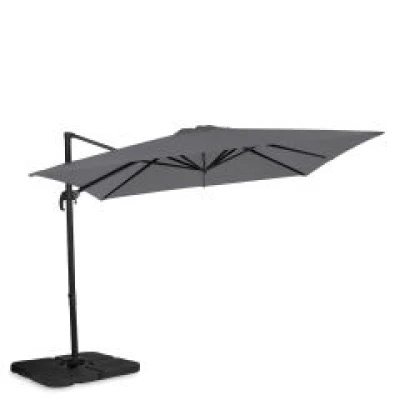 VONROC Zweefparasol Pisogne 300x300cm – Premium parasol – Grijs | Incl. 4 vulbare tegels